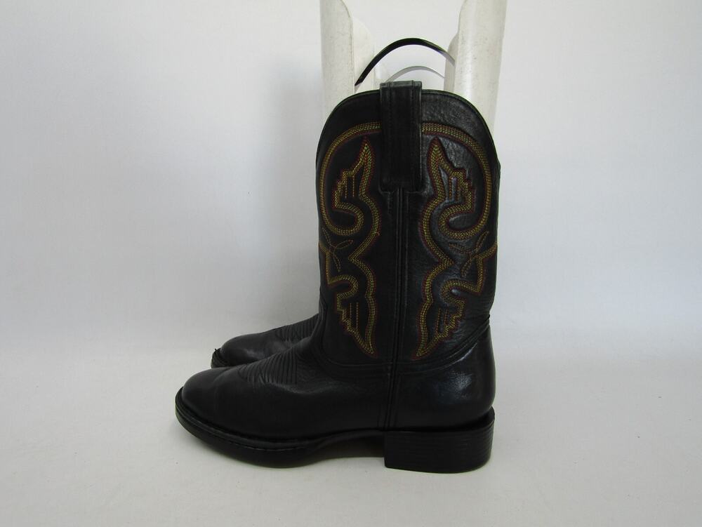 Double H Mens 8 M Black Leather Cowboy Western Boots